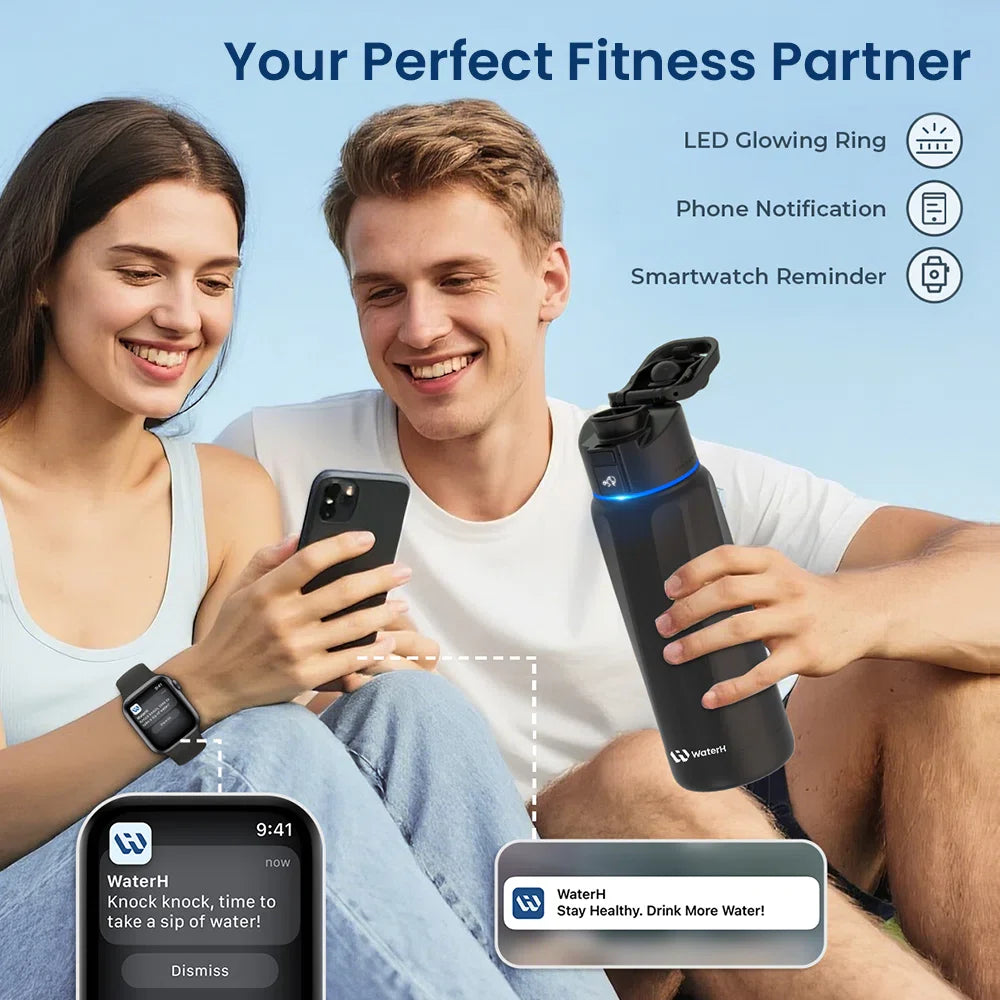 Stay Hydrated in Style: The WaterH Boost Smart Water Bottle - 32 Oz with App Tracking & Insulation