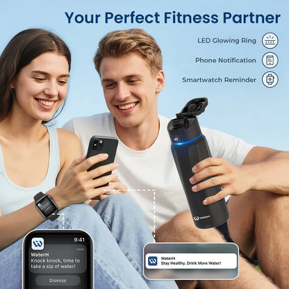 Stay Hydrated in Style: The WaterH Boost Smart Water Bottle - 32 Oz with App Tracking & Insulation