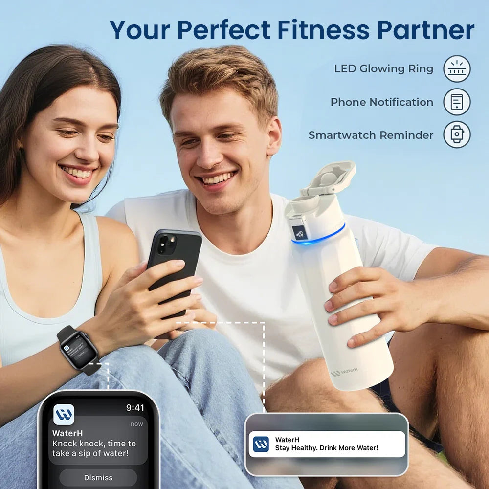 Stay Hydrated in Style: The WaterH Boost Smart Water Bottle - 32 Oz with App Tracking & Insulation