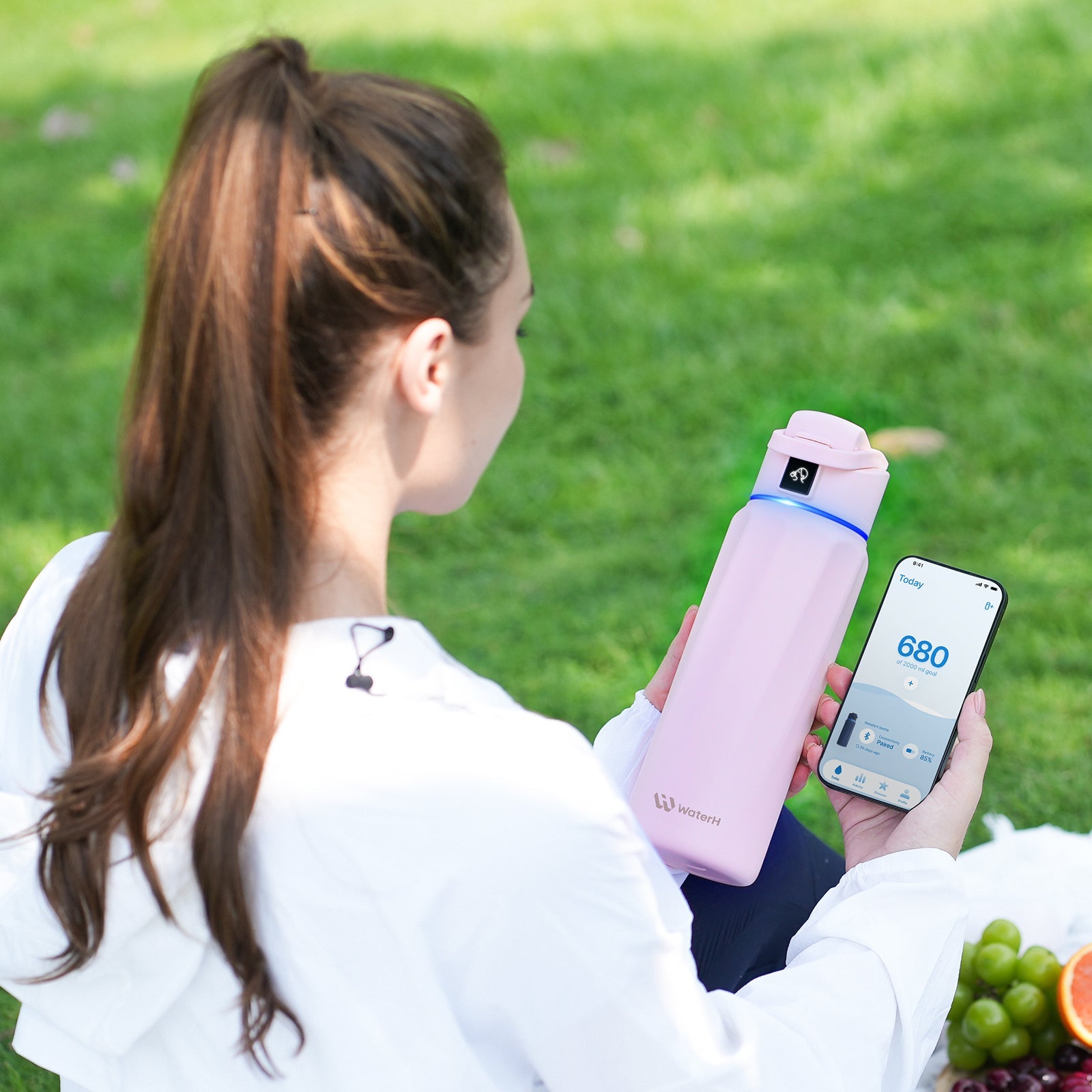 Stay Hydrated in Style: The WaterH Boost Smart Water Bottle - 32 Oz with App Tracking & Insulation
