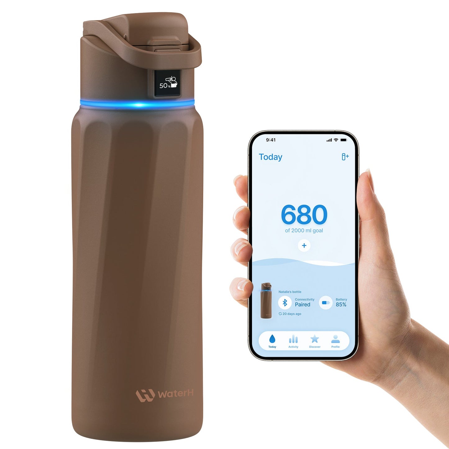 Stay Hydrated in Style: The WaterH Boost Smart Water Bottle - 32 Oz with App Tracking & Insulation